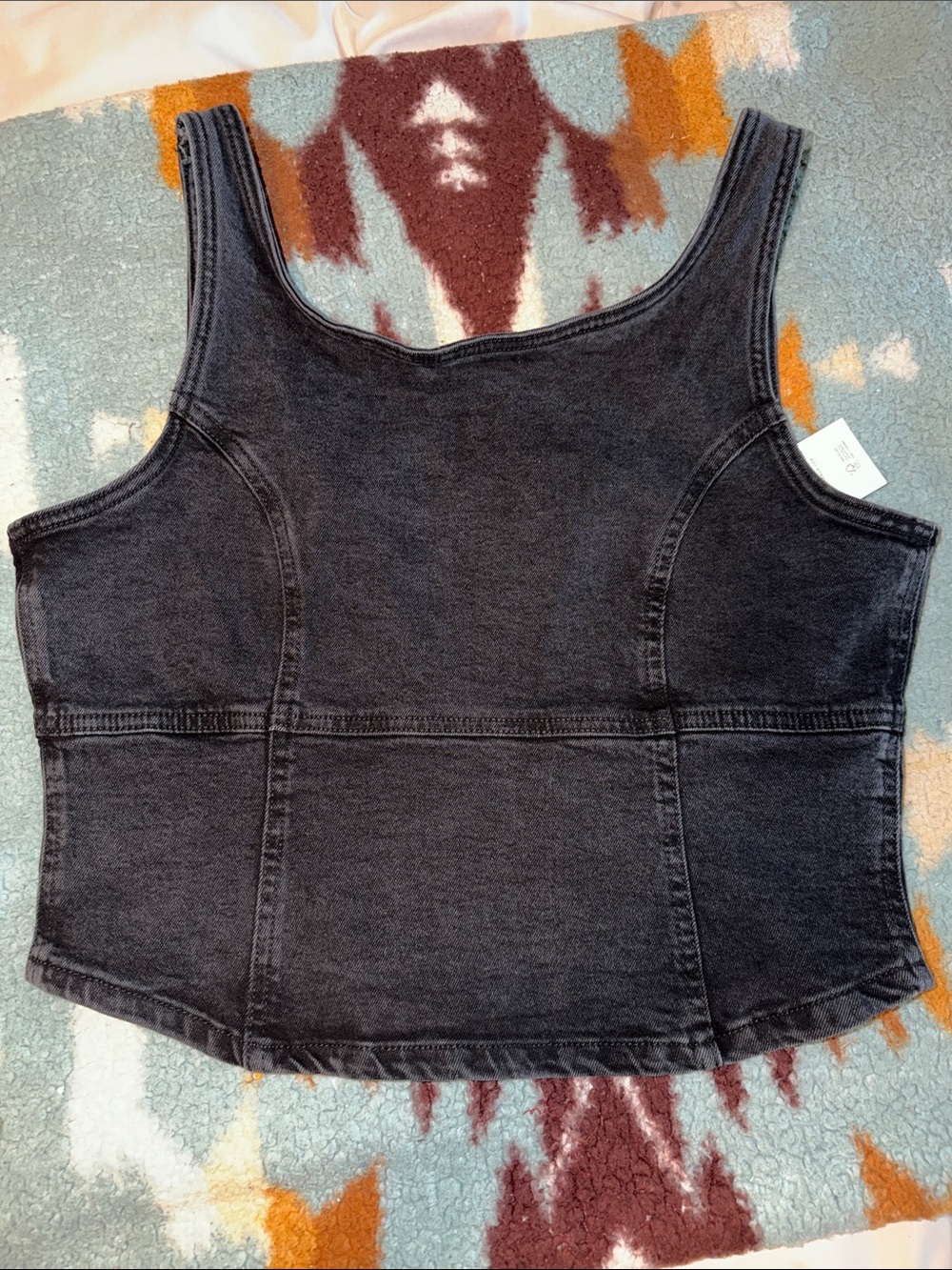 Cotton On NEW WITH TAGS SIZE 12 Black Washed Denim Tank Top corset like zip back